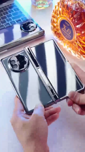 【✅SG READY STOCK】RICHMENTMALL Full-Body Protection Case for OPPO Find N5 - Luxury Electroplated Transparent Design with Magnetic Hinge Bracket HD Privacy Tempered Glass & Military-Grade Shockproof Hard Cover