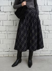 epoque de rueen | Retro Check Irregular A-line Slimming Skirt