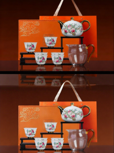 JINGDEZHEN | Enameled Porcelain Tea Set for Home Use Gift Box