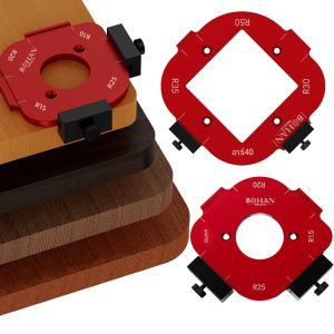 เทมเพลตกาหนดตำแหน่งมุมโค้งแบบ4 in 1เทมเพลตเราเตอร์ R10-R50รัศมีวงเลี้ยวสำหรับงานไม้เครื่องมือกำหนดตำแหน่งที่ใช้ซ้ำได้