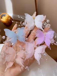 Tulle Butterfly Hair Clip For Women Girls Colorful Hairpin Side Clip Sweet Cute Butterfly Barrette Hair Accessories〔CC55〕