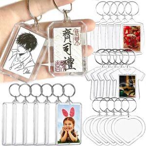 10PCS Transparent Idol Photo Frame Keychain Tassels Snap-In Custom Insert Photo Acrylic Blank Keyring Entertainment Star Clear Blank Picture Pendant
