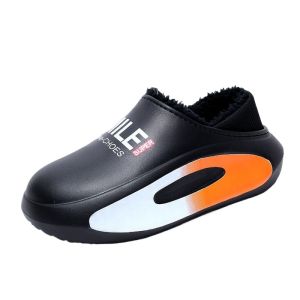 Thickened Fleece Winter Slip-resistant Indoor Outdoor Cotton Slippers Mens Warmth Leather Fur Integrated Anti-slip Shoes