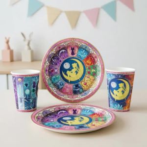 Đồ Dùng Tiệc Sinh Nhật Thủy Thủ Mặt Trăng Bộ Đồ Dùng Trên Bàn Ăn Dùng Một Lần Với Đĩa Cốc Ống Hút Cờ Biểu Ngữ Đồ Trang Trí Bánh Kem Phụ Kiện Tiệc Theo Chủ Đề Anime