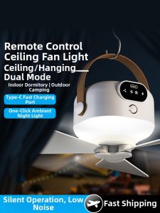 2025 New Model Ultra Powerful Quiet Hanging Fan with Light for Camping Mosquito Net Charging Desktop Student Dormitory Bed Remote Control Small Outdoor