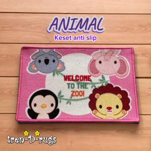 Keset kaki anak 40 cm x 60 cm anti slip karakter animal motif aesthetic modern bulu alas lantai depan pintu masuk dapur kamar mandi tidur doormat - NMs