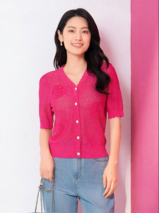 Koradior | Summer Icy Silk 5/8 Sleeve Puff Sleeves Pullover Top