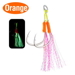 10Pcs Luminous Double Assist Hooks Sharp Fishing Hooks Corrosion-Resistant Jig Hook 1# 2# 1/0# 2/0# 3/0#