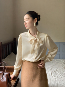 XXNING | Áo Blouse Elegance Trang Trí Viền Sash