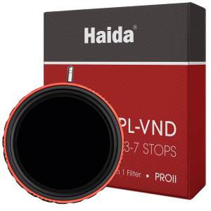 Haida PROII CPL-VND 2-In-1 Filter 67mm 72mm 77mm 82mm 95mm Multi-Coated Filter Variable 0.9-2.1 Neutral Density Adjustable ND8-128 3-7 Stops and CPL polarizer 2-In-1 filters optical glass for Camera Lens