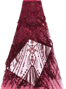 OLEVO | Luxurious African Beaded Net Mesh Lace Fabric tassel Embroidery Sequins French Tulle Lace for Nigerian Wedding Party Dress 2026