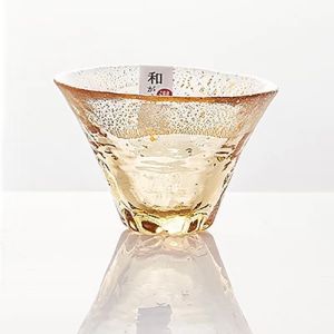 Tosozan Fujisan Luck Attracting Cup Japanese Style Owner Glass Cup Tea Cup Gift Gold Leaf Rice Wine Cup Small Bowl Crystal Glass Whiskey Cup