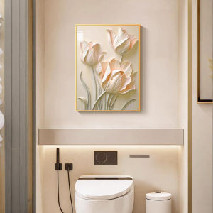 YASISHA | Waterproof Bathroom Decorative Wall Art Tulip Luxury Toilet Above No Drill