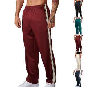 New autumn trendy brand mens straight-leg pants with patchwork details American-style loose-fitting sports sweatpants