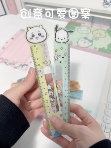 Pembaris Kartun Cartoon Shaking Ruler Cute Transparent Kawaii Ruler Student Stationery Kids Gift