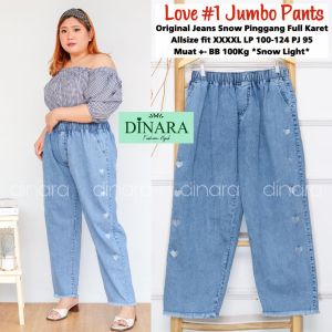 CELANA BAGGY PANTS JUMBO // BAGGY LOVE JUMBO // BAGGY PANTS JEANS // CELANA JUMBO WANITA PINGGANG FULL KARET SIZE FIT XL-4XL BORDIR TIMBUL // Jeans baggy murah jumbo