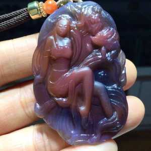 天然水晶 幽灵吊坠  (New Year welfare promotion) Natural green Ghost nine-tailed Fox pendant seenwork carving lively and lovely wear can attract wealth ward off evil and protect peace pendant with 6mm natural white crystal chain size: 60x40x15mm