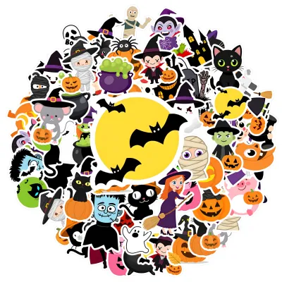 35pcs-50pcs Waterproof Halloween Stickers Kids Stickers Toy Witch Stickers Children Stickers for Luggage Notebooks