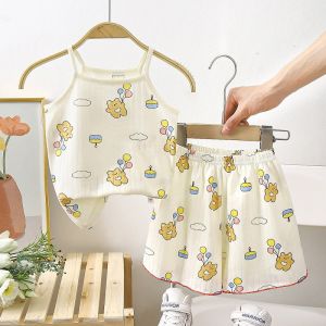 Sweat-Absorbent Cotton Kids Jumpsuit Dress Set