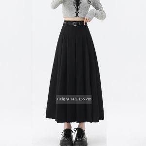 YINLIANHU | Tall and Petites Fitting Black and Gray Pleated Summer Long Dress