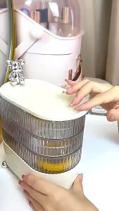 Hộp Đựng Trang Sức Bông Tai Dây Chuyền 3 Tầng Đóng Mở 360 Độ Cao Cấp - Tủ Đựng Đồ Trang Điểm Có Nắp Đậy Chống Bụi