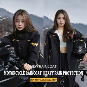 Motorcycle Raincoat Heavy Duty Raincoat For Men Waterproof For Adult Makapal Original Rainsuit For Motocycle Rider Waterproof Jacket Coat Upgraded Double-Layer Waterproof Coating Detachable Rain Hat Rainstorm-Proof Grade Motowolf Raincoat