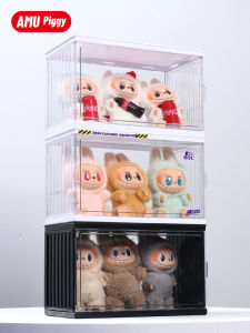 Labubu Display Box Storage Coca-Cola Macaron Sitting Vinyl Doll Small Toy Display Cabinet พลาสติก สำหรับผู้ใหญ่ ห้องสมุด