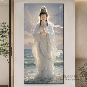 New 2025 Guanyin Bodhisattva Cross Stitch Own Stitch Living Room Entrance Vertical Print Handmade Full Stitch Buddha Image Home Use