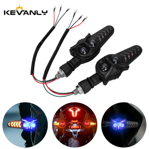 KEVANLY | Universal Motorcycle Owl Style Front Rear Blinker Turn Signal for Motorcycle Dual Color Indicator 12V Driving Turning 1 Pair