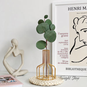 Nordic Minimalist Metal Glass Flower Vase Dried Flower Decoration Home Decor Luxury Desktop Ornament Simplicity Style Flower Pot