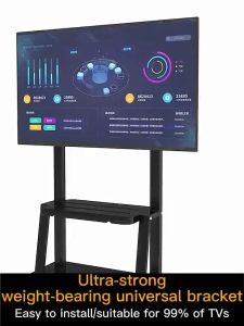 Tv Stand 360° Universal Wheel Movable Removable Hanging Mount Fits 32-75 Inch Monitors With Tv Box Tray Maximum Weight 150kg