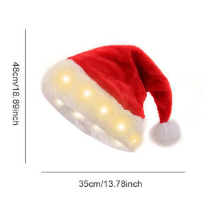 Santa Hat Led Christmas Hat with Lights for Adult and Children Long Fur for Christmas New Year Festive Holiday Party Supplies