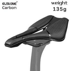 ELITAONE Saddle Carbon Rail MTB/Road Bike Saddles Short Nose Hollow Bicycle Seat 245x139mm