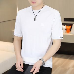 HENGYUANXIANG | Hengyuanxiang 2025 New Summer Knitted Short Sleeve Mens Ice Silk T-shirt Thin Breathable High-end Half Sleeve Upper Apparel