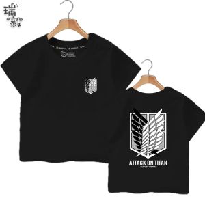 Bandai | Attack on Titan Survey Corps Military Police Corps Freedom Wings Childrens Short Sleeve 100% Cotton T-shirt Girls Boys Tops