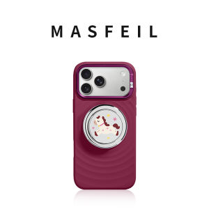 MASFEIL | Rose red love pony suitable for iPhone17Promax mobile phone case with magnetic suction bracket Apple 17Pro all-inclusive set liquid silicone Zo7