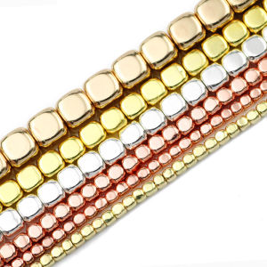 Rose Gold Color Square Cube Hematite 2/3/4/6MM Natural Stone Spacer Loose Beads For Jewelry Making Diy Bracelets Accessories