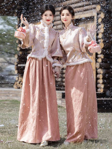 Elegant Chinese Style Maidsmaid Dress Winter New Wedding Sister Group Fairy Atmosphere Casual High-End Feel Long Sleeve Floor Length