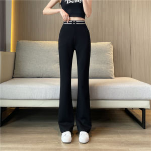High Waist Draped Wide Leg Pants Womens Spring Autumn Slim Straight Casual Trousers Korean Style Commute Pocket Detail