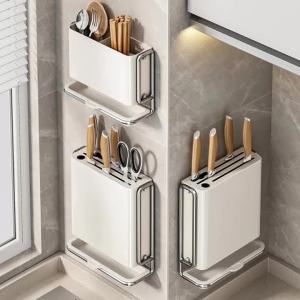 XMSJ | 1pcs Kitchen Knife Holder Knife Storage Rack No Punching Wall-mounted Storage Box Knife Storage Box Household Knife Storage Seat