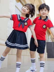 Childrens Summer Sportswear Set Short Sleeve Shorts Skirt Uniform Cotton Polyester Blend Elementary School Kids Outfit