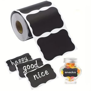 120pcs Reusable Kitchen LabelsBlack Wavy Stickers with MarkerFood OrganizationSpice JarsContainersPartyWedding Decorations
