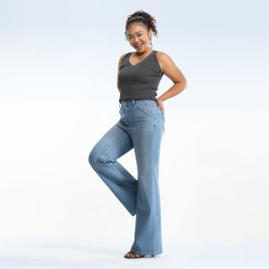 HIPPIE MISS | Boho Style High-Waisted Flared Jeans Tencel Soft Flowy Wide Leg Pants