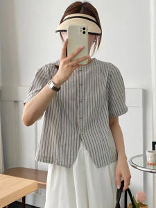 Áo Sơ Mi Ngắn Tay Sọc Junior Áo Khoác Ngoài Thời Trang Mùa Hè Mới Slim Fit Áo Sơ Mi 2024 Hợp Thời Trang Đẹp Nhỏ Top Nhựa Nút Cố Định