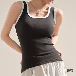 American Style Strap Vest Womens New 2025 Fashionable Summer Outerwear Cover Side Breast Base Shirt Cotton Rayon Spandex