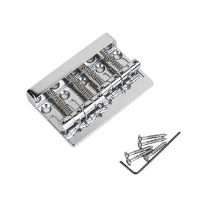 Gearlly 4 String Bass Bridge Tailpiece Fixed Saddles for Electric Bass Guitar