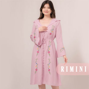 RIMINI - Dress Wanita Berlengan Panjang Bordir Bunga Katun Dinner XS-3XL - Felberta Dress 5193-1