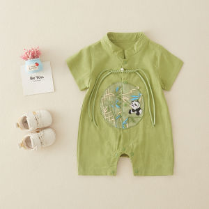 Áo Sơ Mi Nam Mùa Hè Phong Cách Trung Hoa Nhẹ A-line Tay Ngắn Họa Tiết Hoa Cotton 95% Vải Lót Polyester Quần Áo Trẻ Sơ Sinh