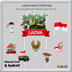 Topper cake dirgahayu republik indonesia kemerdekaan custom nama hiasan tumpeng kue & buket