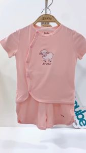 Bộ quần áo trẻ em trẻ sơ sinh ngắn tay cúc bấm chéo nhiều màu sắc Boube vải sợi tre cao cấp Bamboo thông minh  thoải mái - Size 0-9M